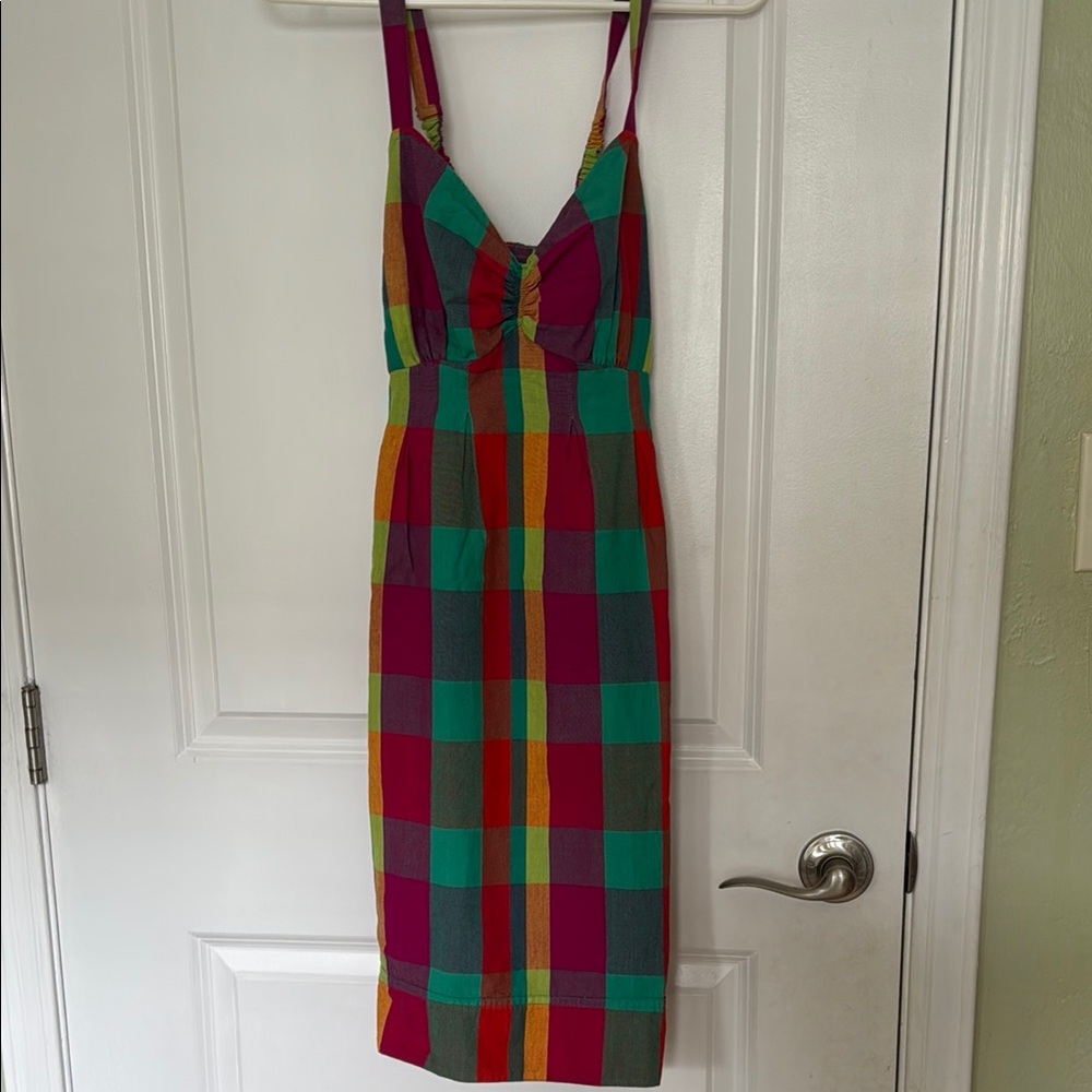 Element Red and Green Sheath Midi Dress Cross Strap